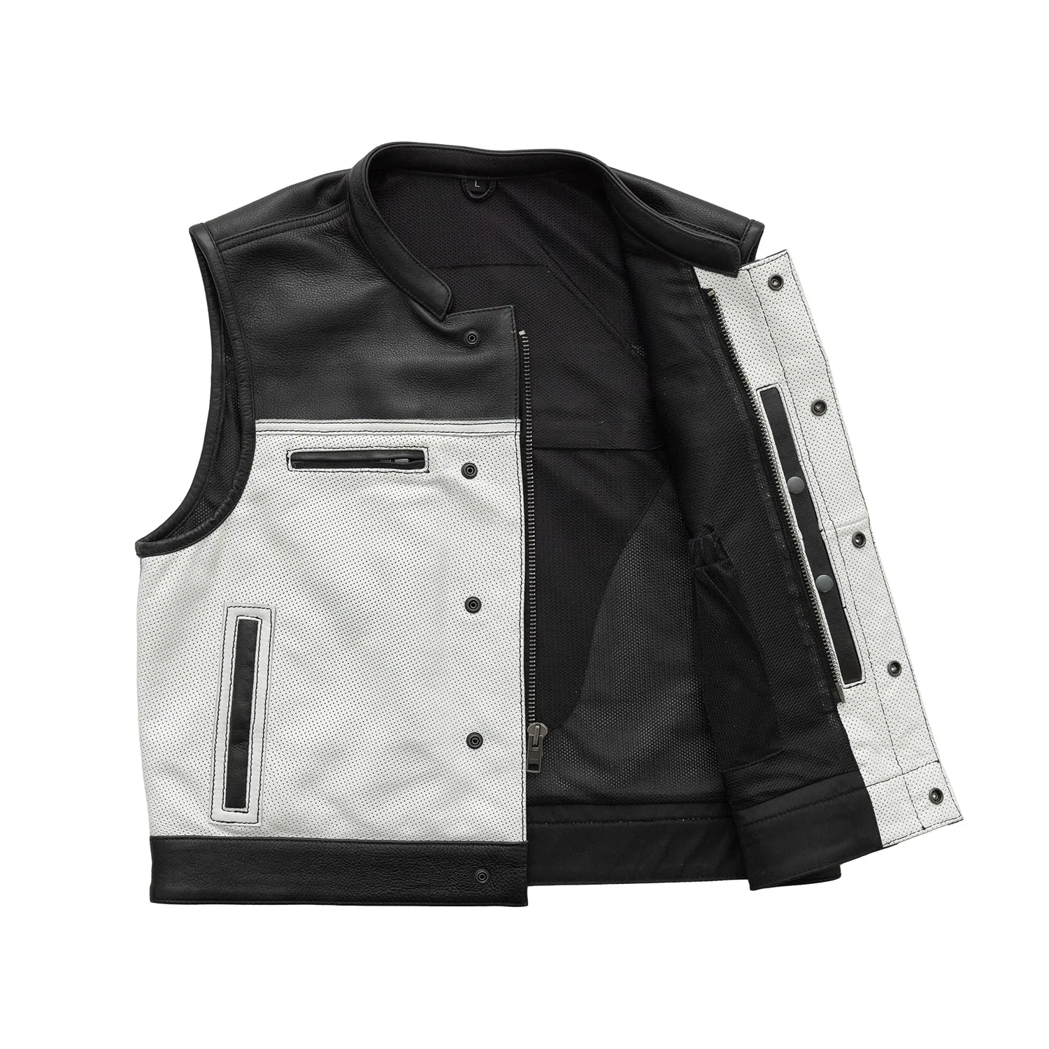 Two Tone Lowrider Perforated Men's Leather Vest