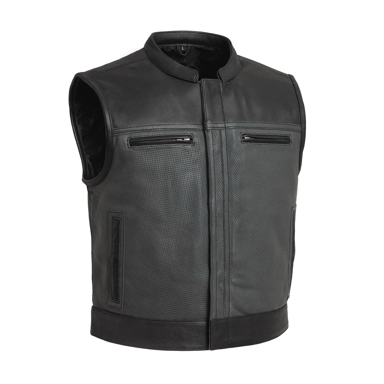 Two Tone Lowrider Perforated Men's Leather Vest