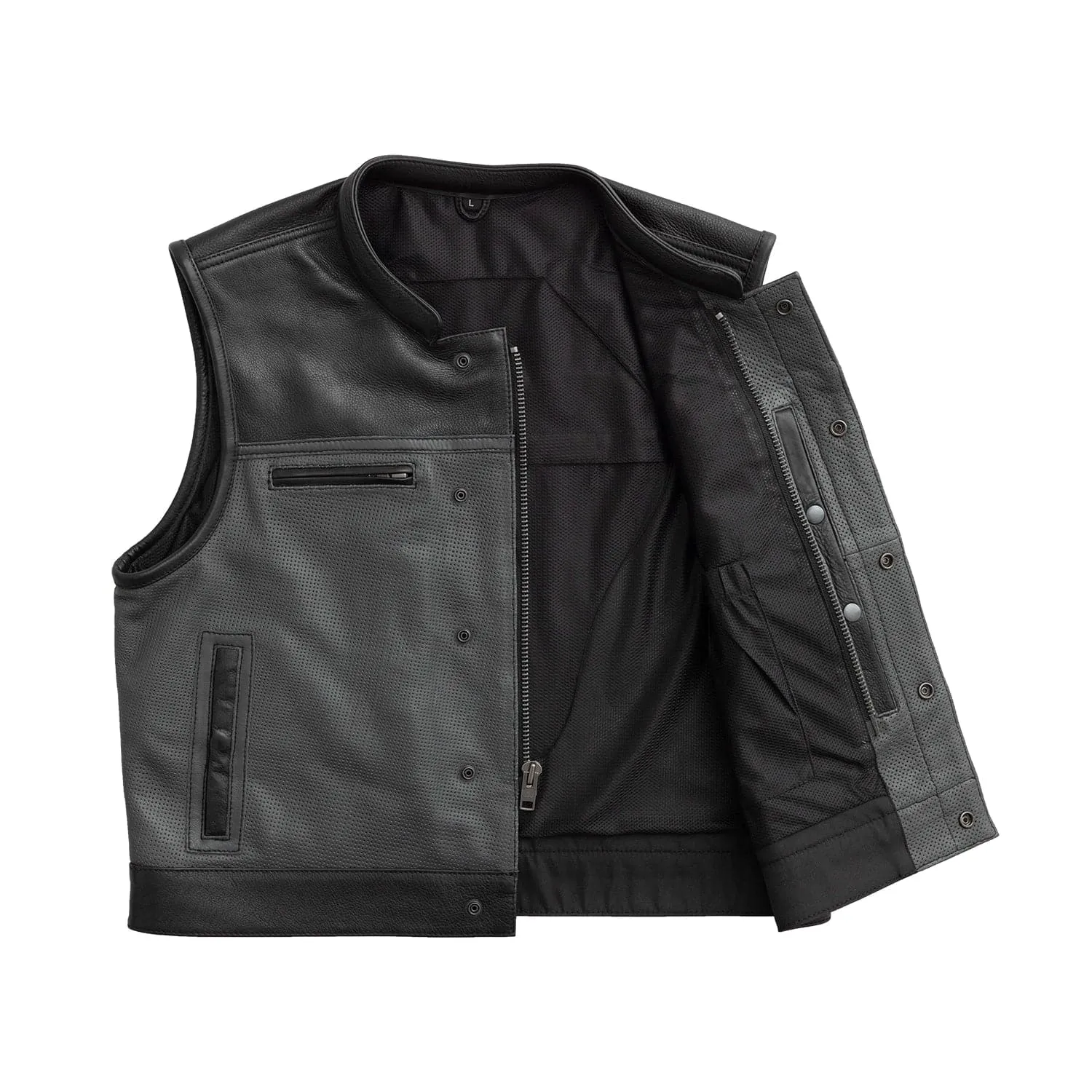 Two Tone Lowrider Perforated Men's Leather Vest