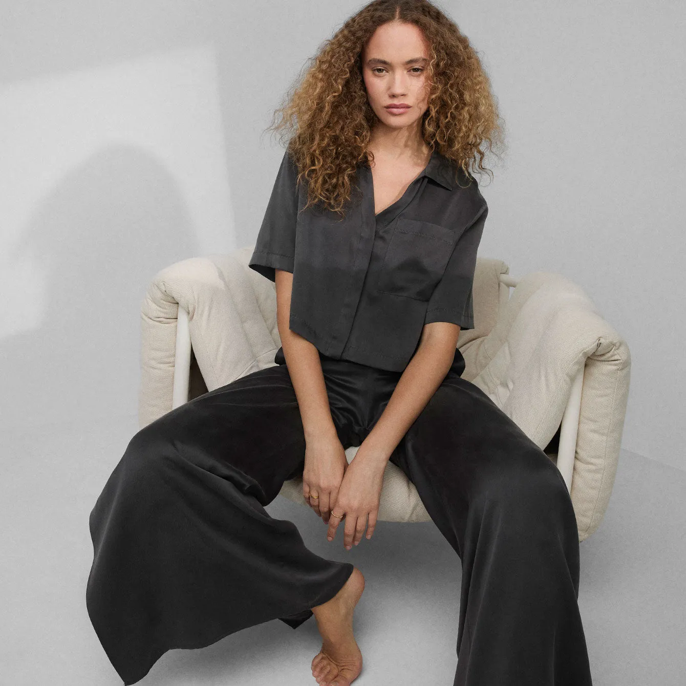 Washable Silk High Rise Pant Set