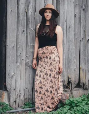 WESTERN BUCKING HORSES PRINT KNIT MAXI SKIRT