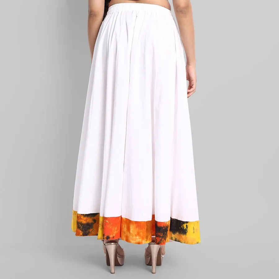 White Broad Holi Border Skirt