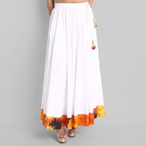 White Broad Holi Border Skirt