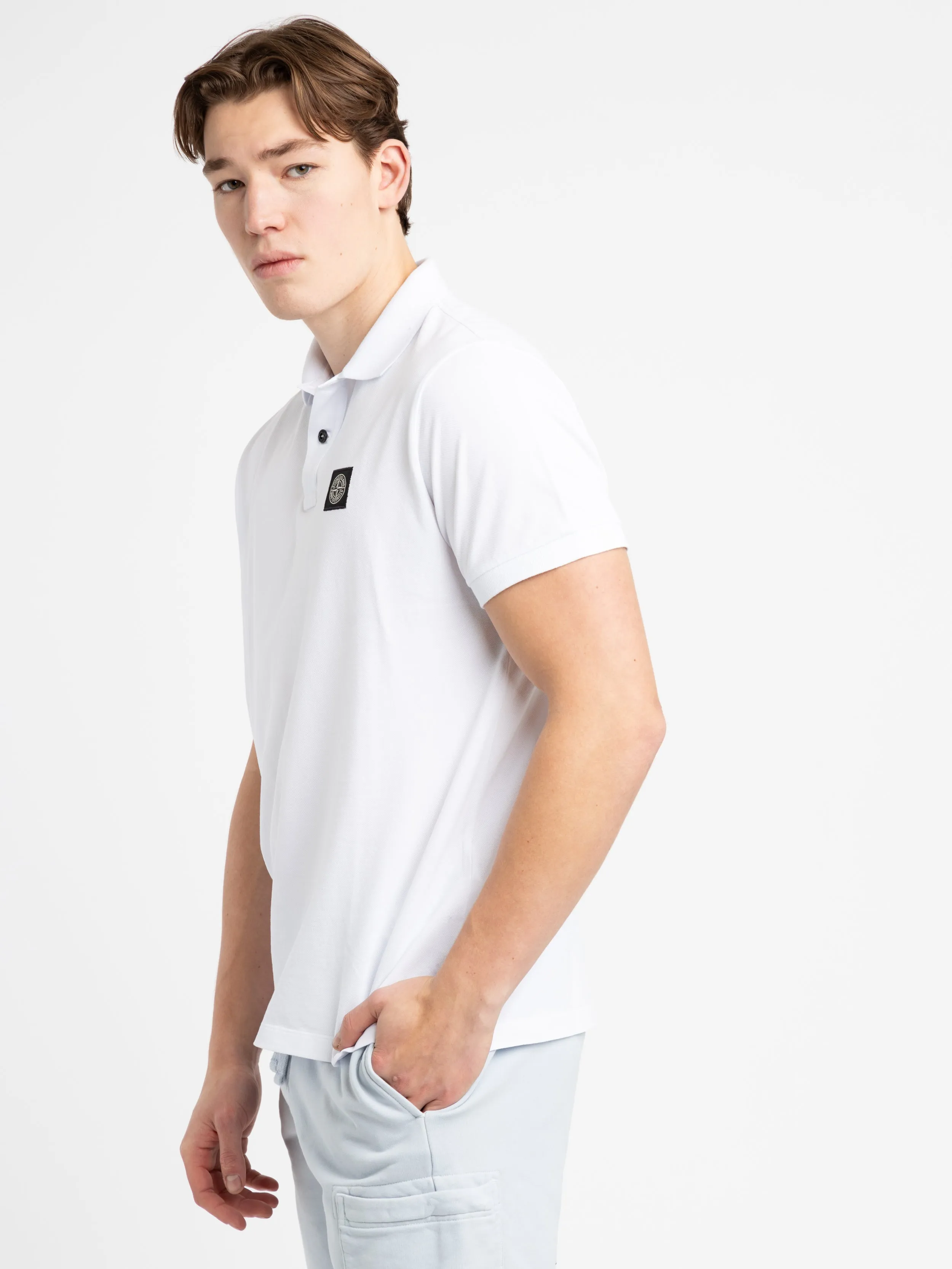 White Cotton Short-Sleeve Polo