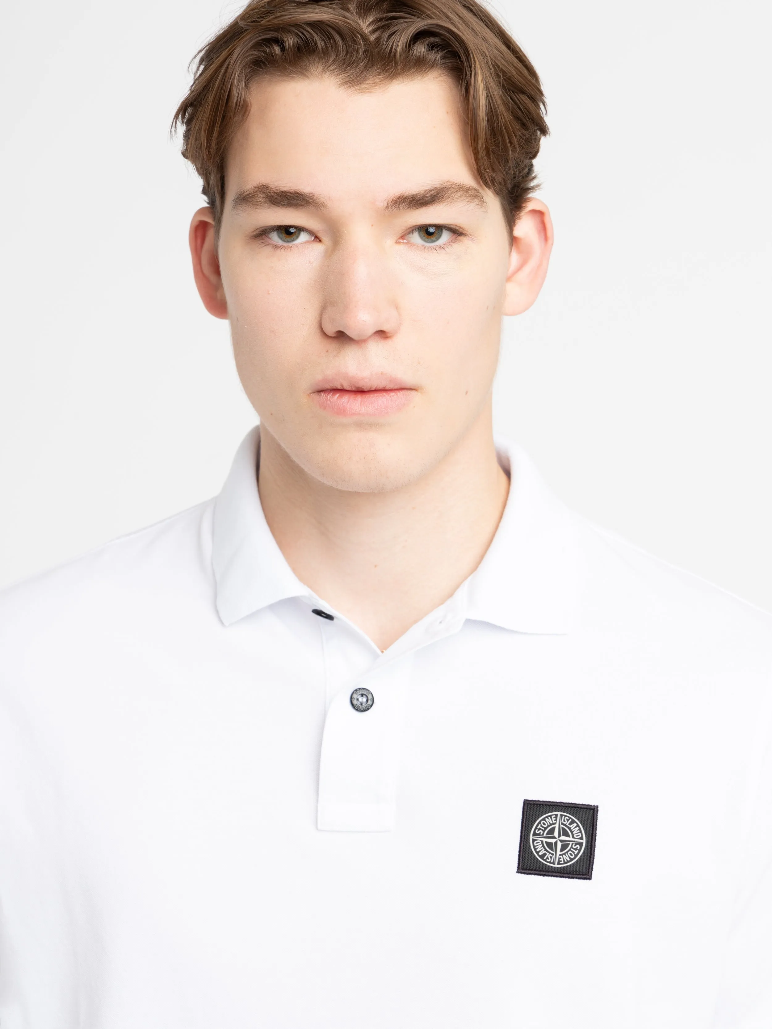 White Cotton Short-Sleeve Polo