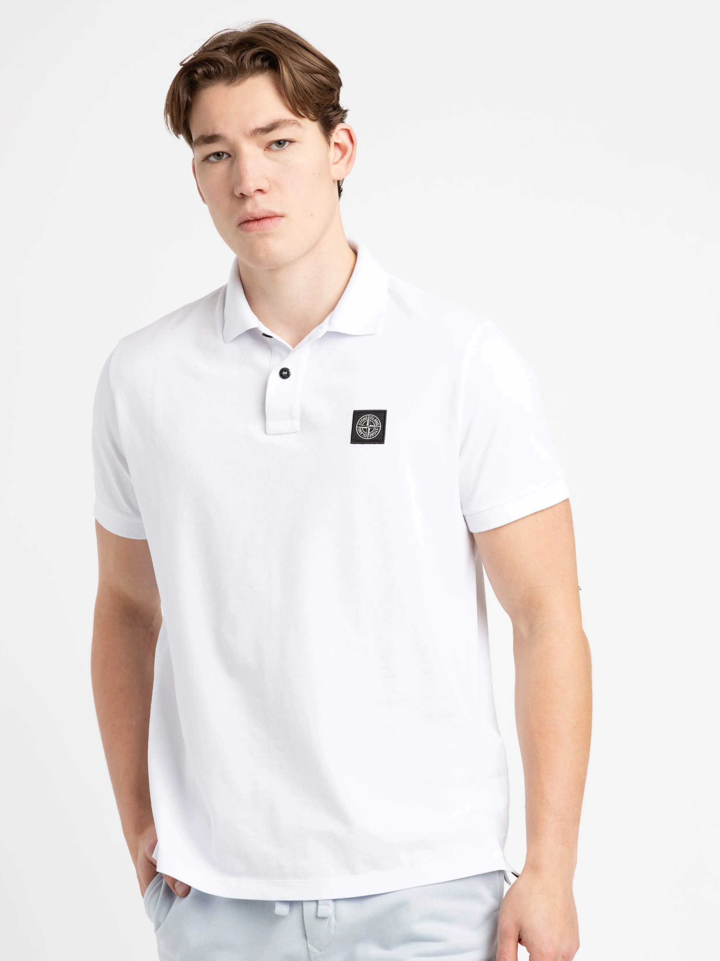 White Cotton Short-Sleeve Polo