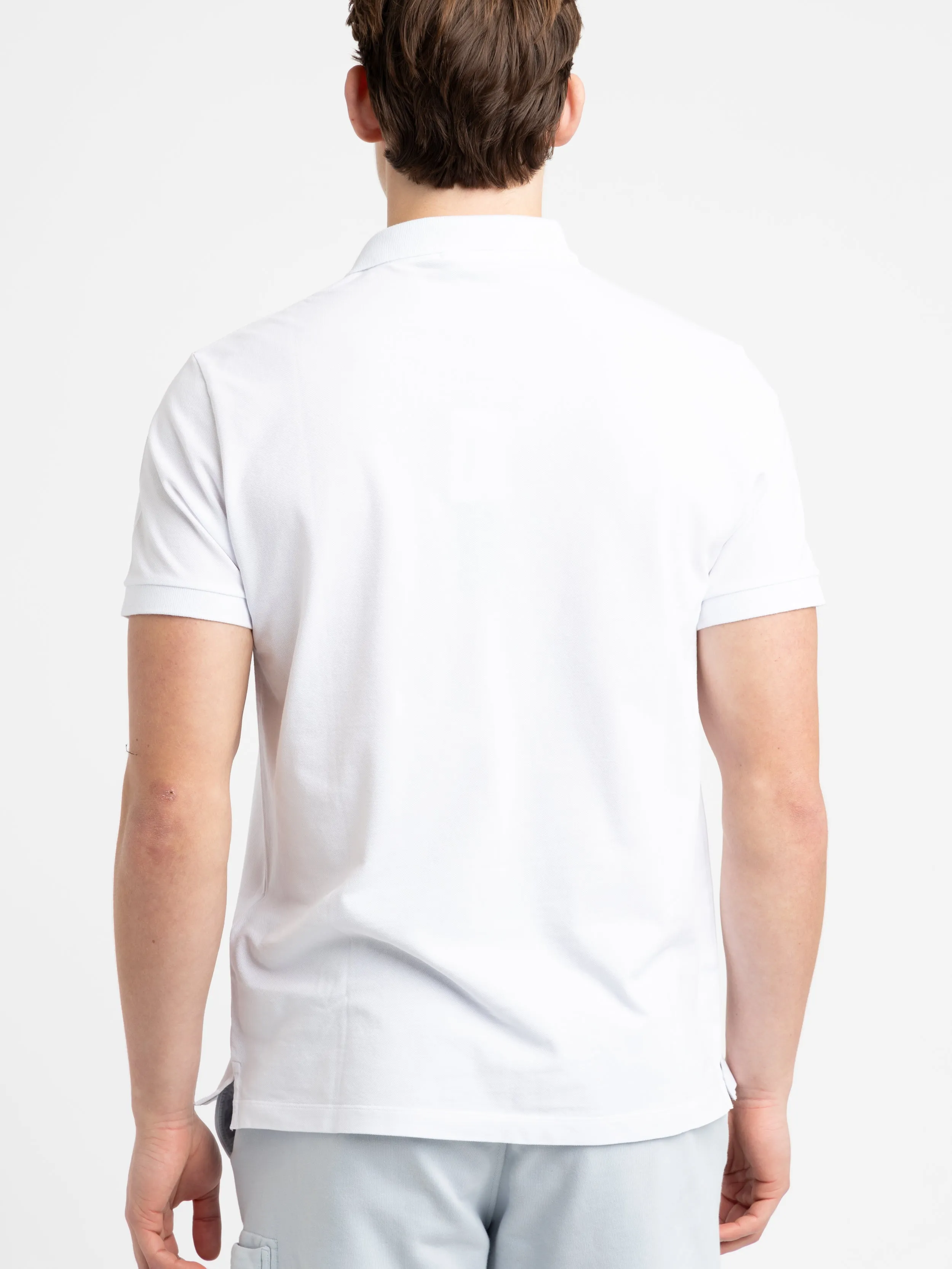 White Cotton Short-Sleeve Polo