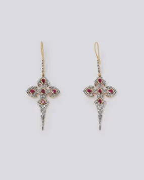 White Ruby Dagger Earrings