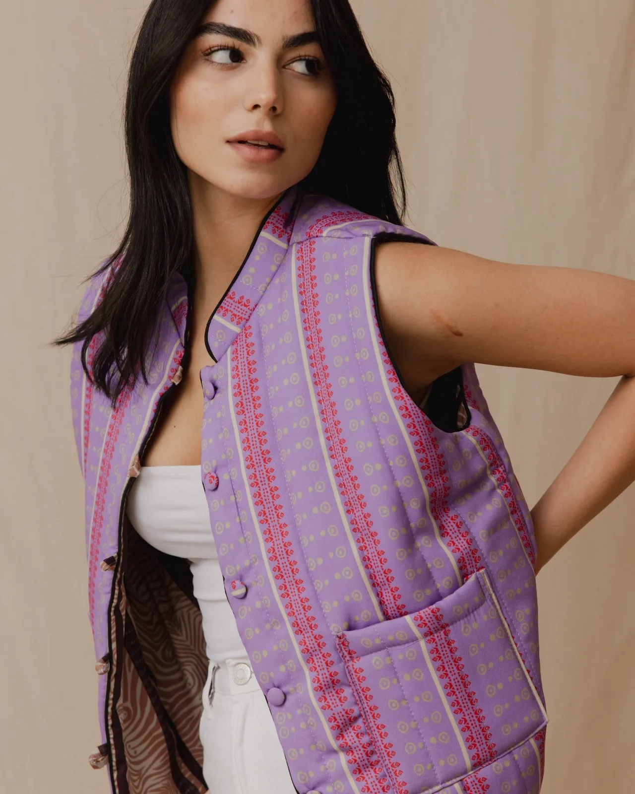 Wild Jungle Reversible Vest Lilac