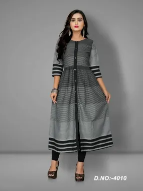 Women's Cotton Flared Stripe Kurti