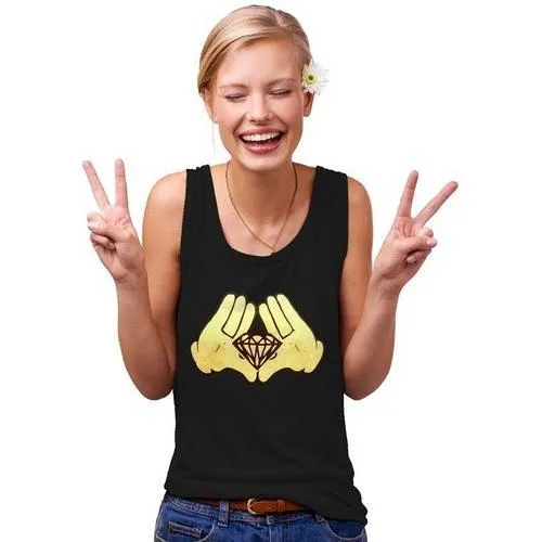 Womens Diamond Cartoon Hands Tank Top