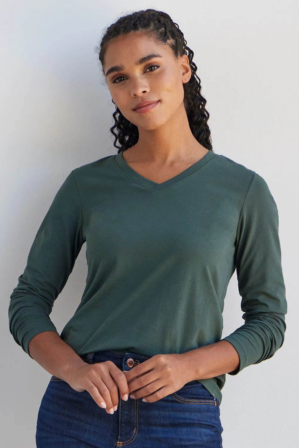 Women's Organic Long Sleeve V-Neck T-Shirt