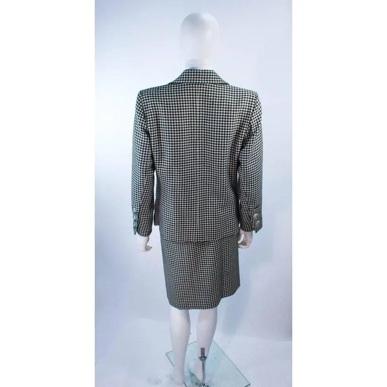 YVES SAINT LAURENT Black and White Houndstooth Skirt Suit | Size 8