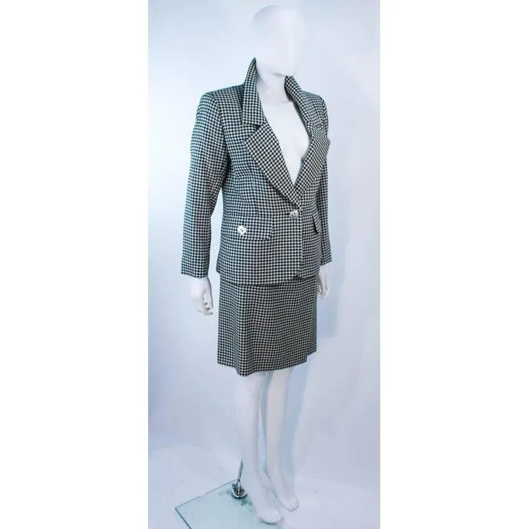 YVES SAINT LAURENT Black and White Houndstooth Skirt Suit | Size 8