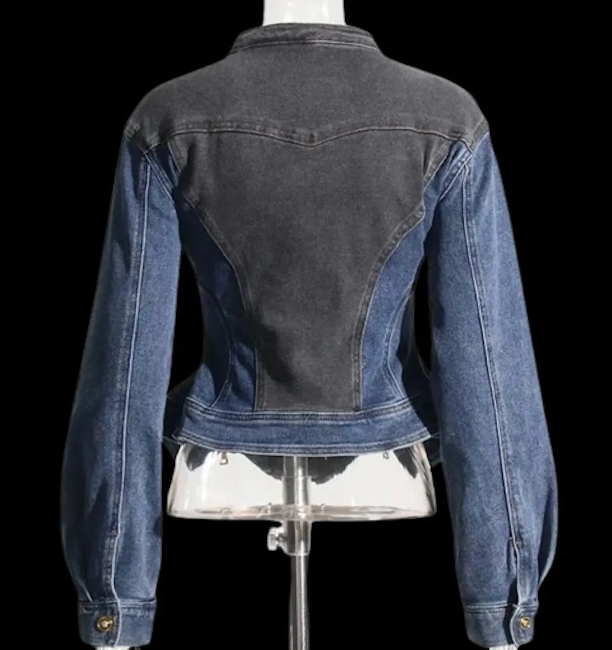 Zip Front Peplum Denim Jacket